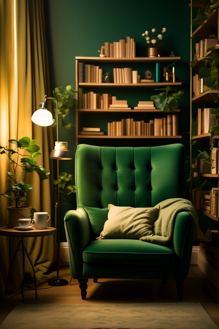 create cozy reading nook corner velvet armchair