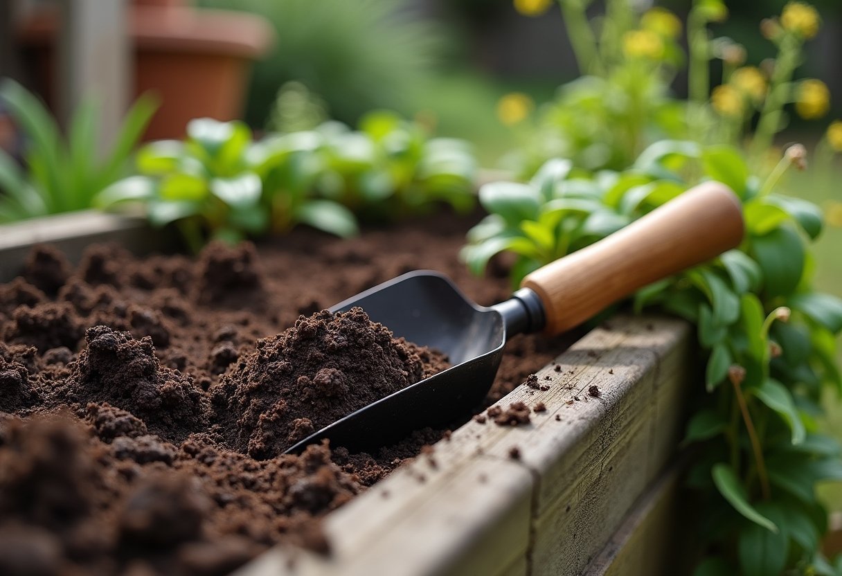 filling raised bed garden organic soil compost spring v2