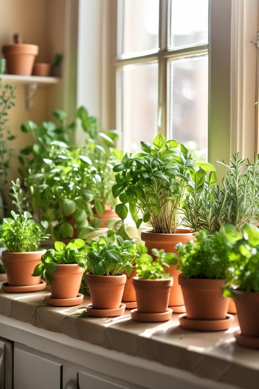 grow herbs indoors year round kitchen window