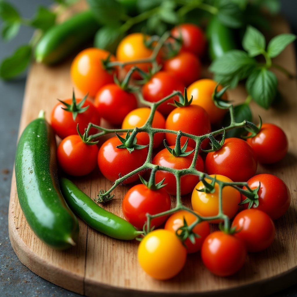 snack garden fresh harvest tomatoes cucumbers content b
