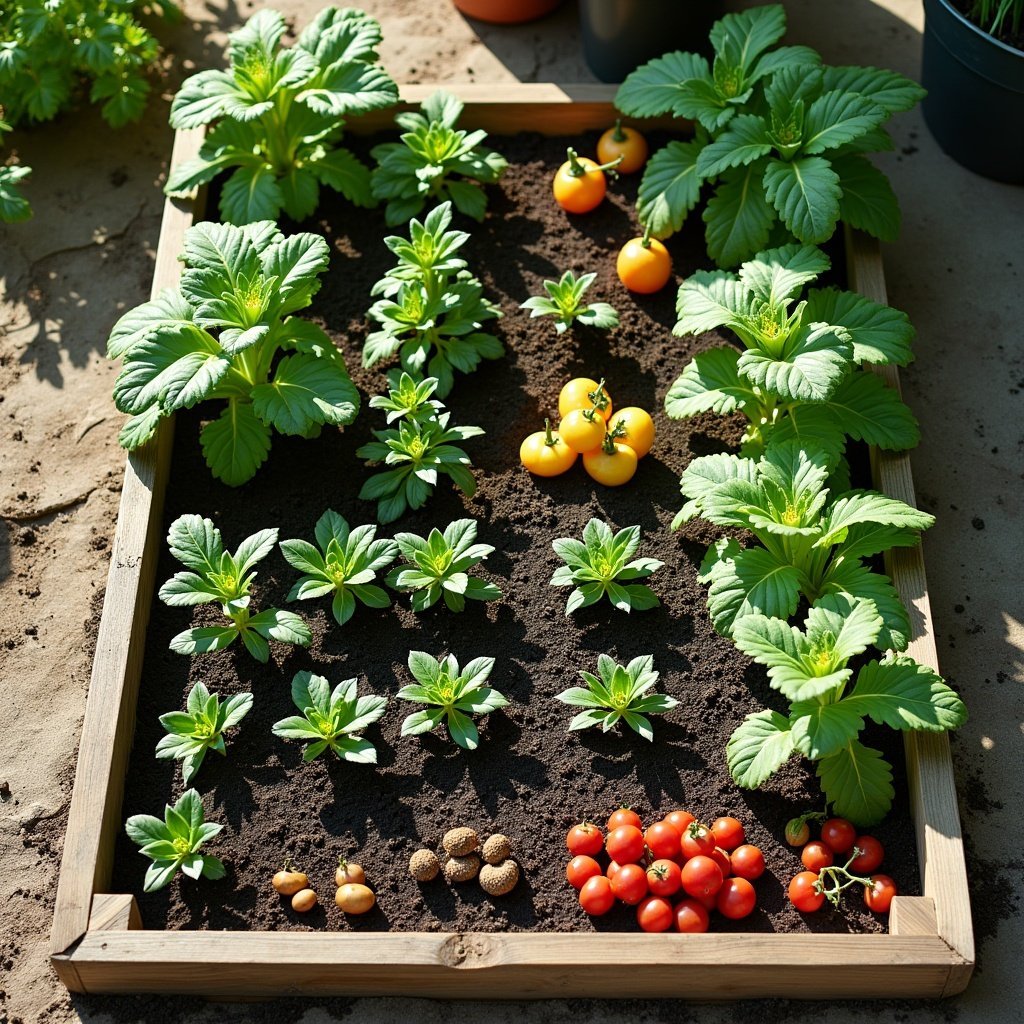 square foot garden raised bed companion planting layout