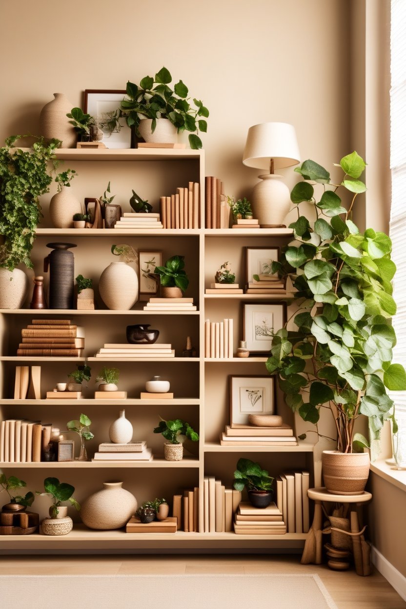 style bookshelf looks beautiful curated neutral