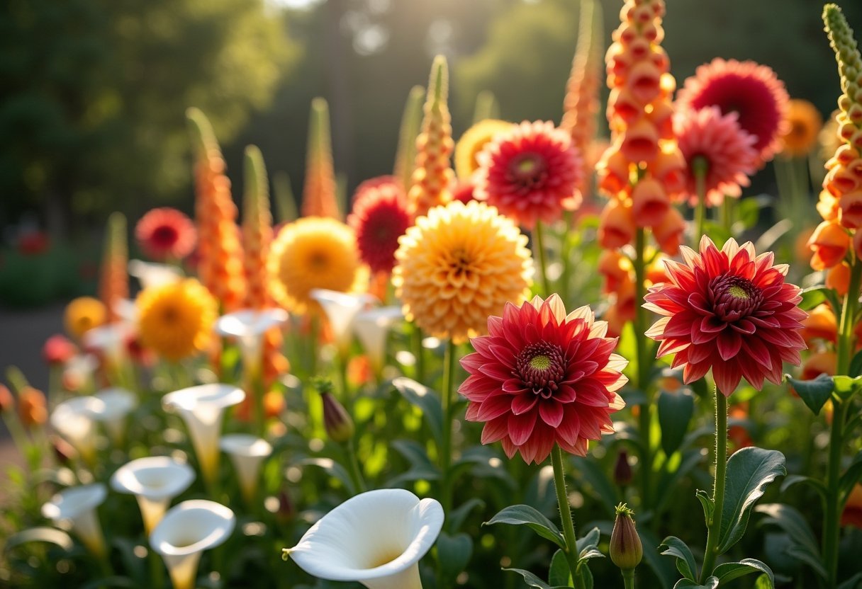 summer blooming dahlia gladiolus garden content a