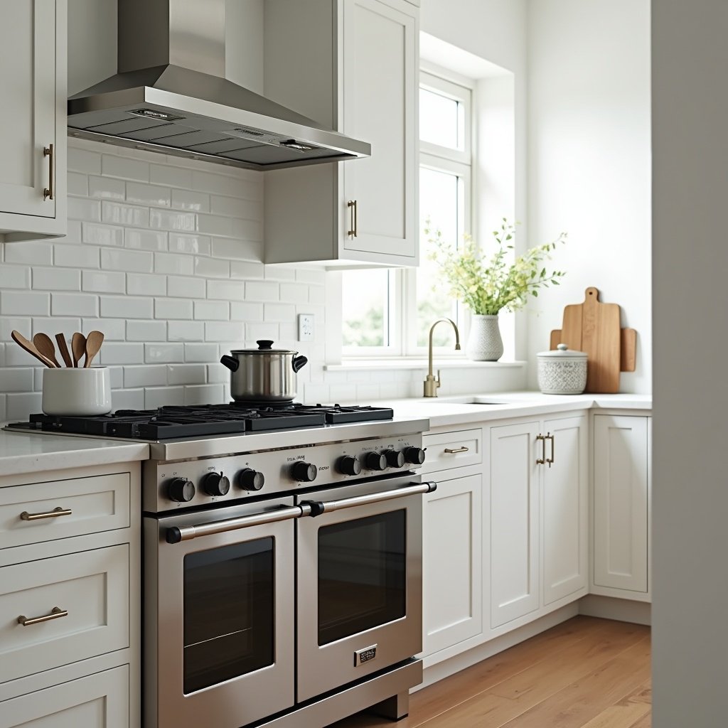 polished stainless steel kitchen appliances sparkling clean